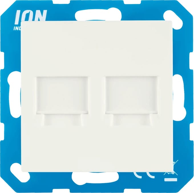 ION industries V1/J1/D1 utp aansluitdoos 2-voudig met centraalplaat alpin wit mat (13.300.015)