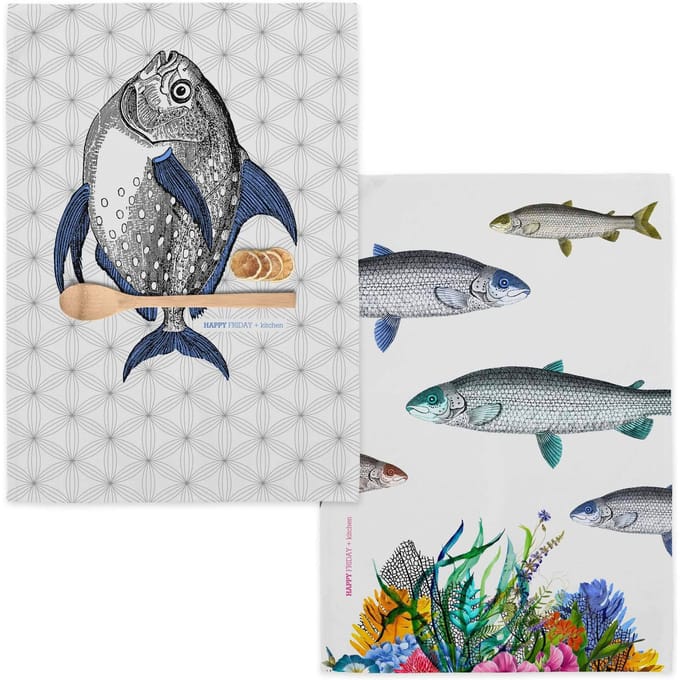 Set van 2 theedoeken Fish | Happy Friday