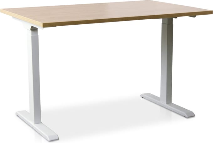 Zit-sta bureau snelslinger verstelbaar - MRC FAST FLEX | 120 x 80 cm | frame wit - blad robuust eiken