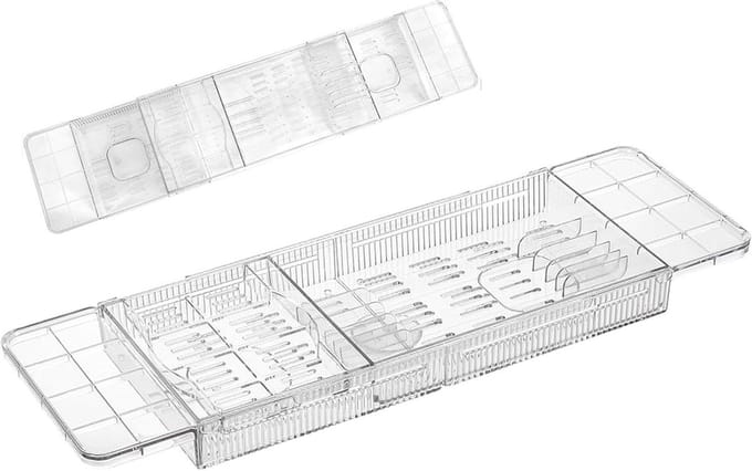 Badkuip dienblad - Bad tafel - Ontspannen badderen - Uitschuifbaar ontwerp - Tot 81 cm - Transparant