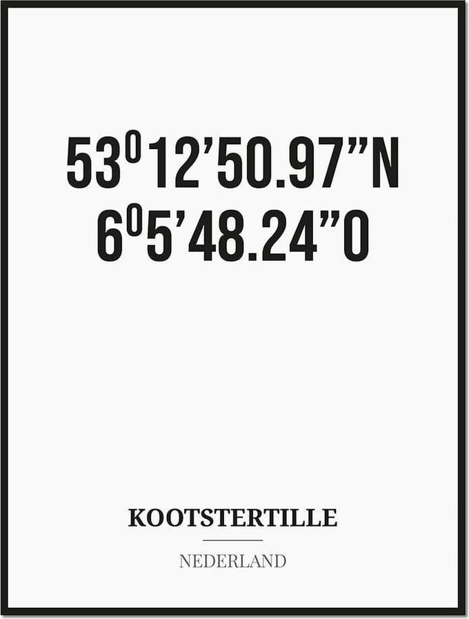 Poster/kaart KOOTSTERTILLE met coördinaten