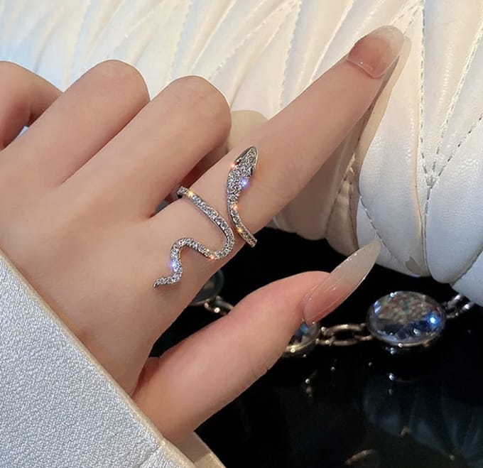 Slang Ring Zilver | Verstelbaar | Unisex | Serpent Ring | Trendy Edelmetaal Look