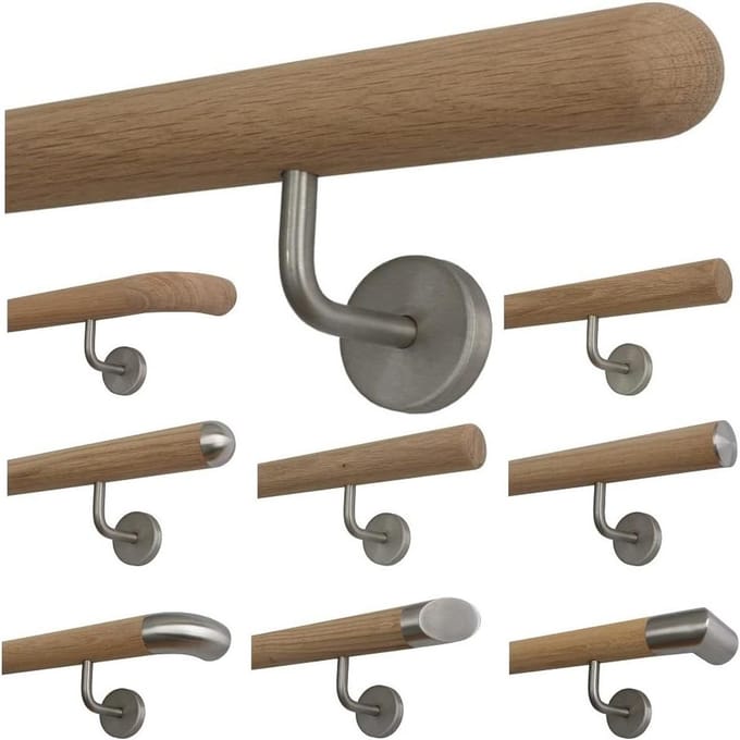 Eiken Leuning - Trapleuning Hout - Veilig Traplopen - Onbehandeld Eikenhout - 140 cm - Niet gespecificeerd