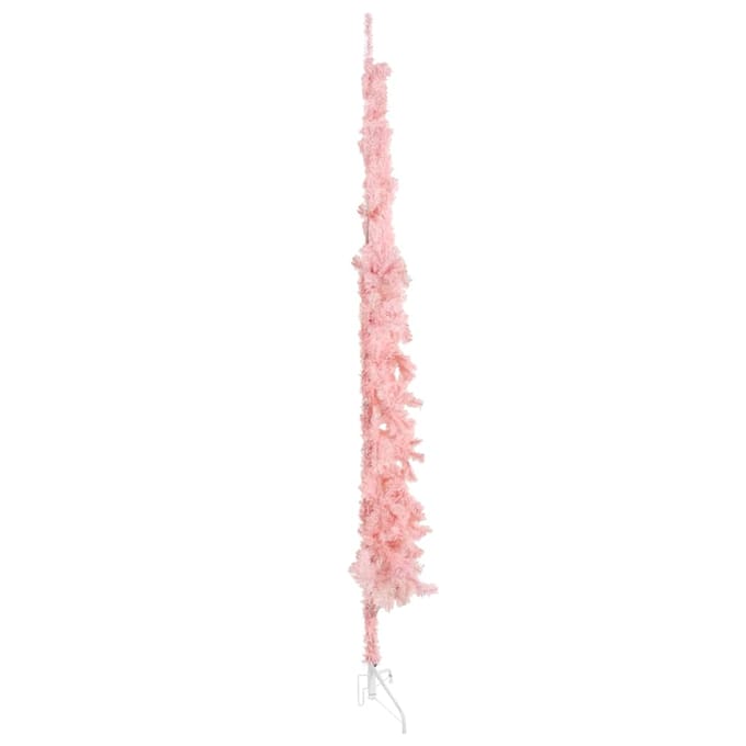 vidaXL - Kunstkerstboom - half - met - standaard - smal - 210 - cm - roze