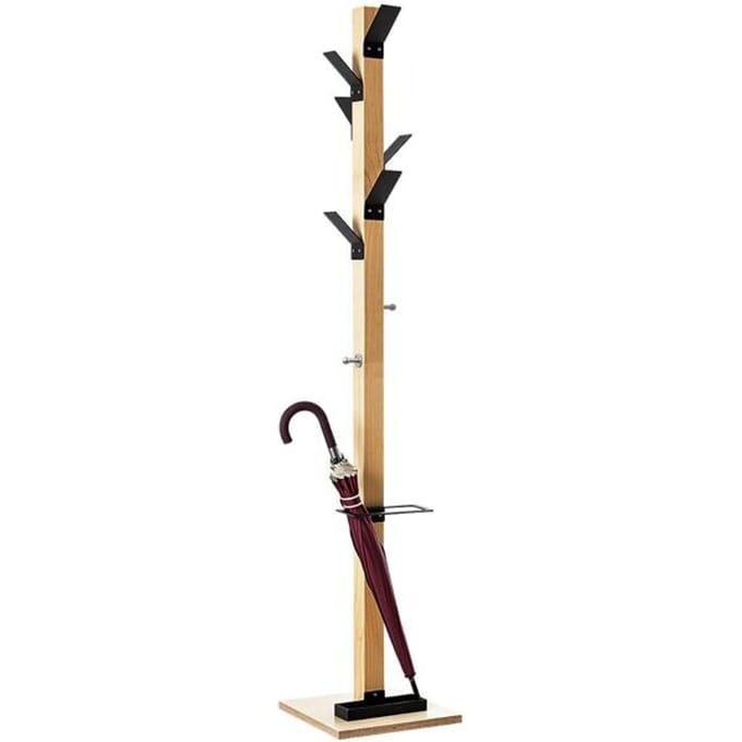Staande kapstok Easycloth, van massief hout, met parapluhouder, zwart