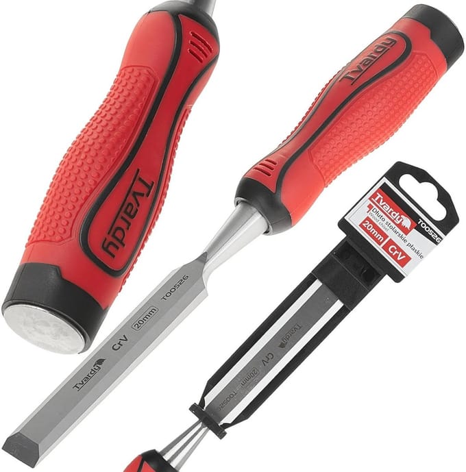 Tvardy Houtbeitel - Plat - CrV Staal - Ergonomisch - 20 mm - Veiligheidsgreep