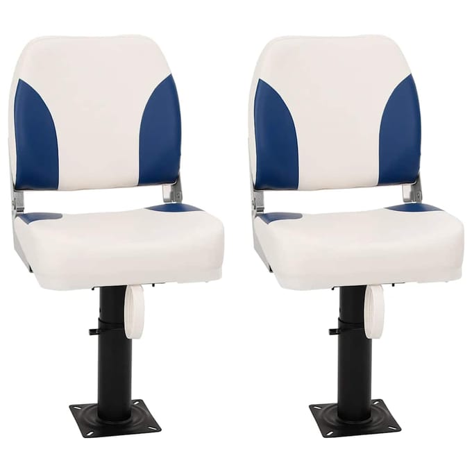 vidaXL - Bootstoel - 2 - set - inklapbaar - 41x36x48 - cm - blauw - en - wit