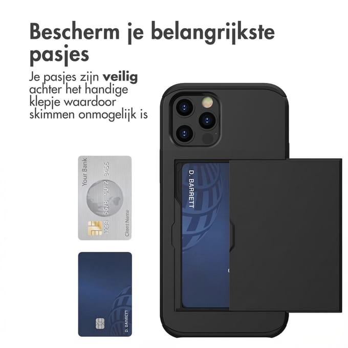 imoshion Hoesje met Pasjeshouder - Geschikt voor Apple iPhone 12 Pro Max - Zwart