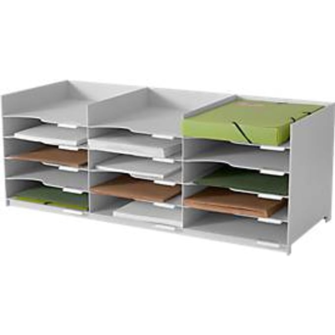 PAPERFLOW sorteerstation - polystyreen -  voor A4 formaat - B 857 x D 330 x H 323 mm - grijs