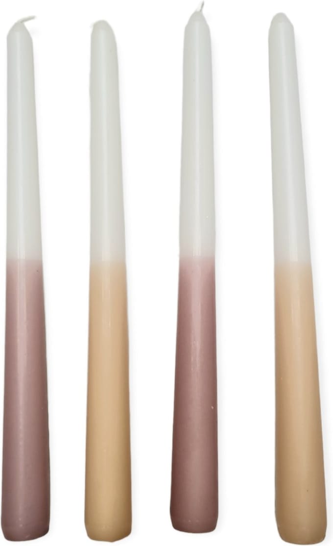 Cactula set van 4 Dip Dye dinerkaarsen in 2 kleuren Blush & Taupe 25 cm