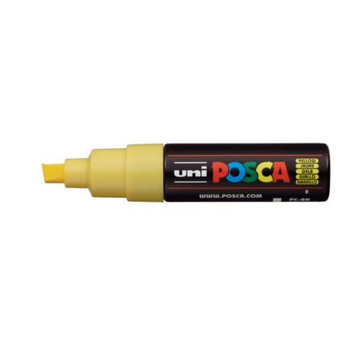 Posca marker met schuine punt schrijfdikte breed geel
