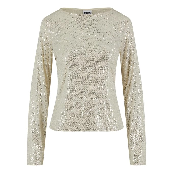 Urban Classics - Sequins Longsleeve top - 3XL - Creme