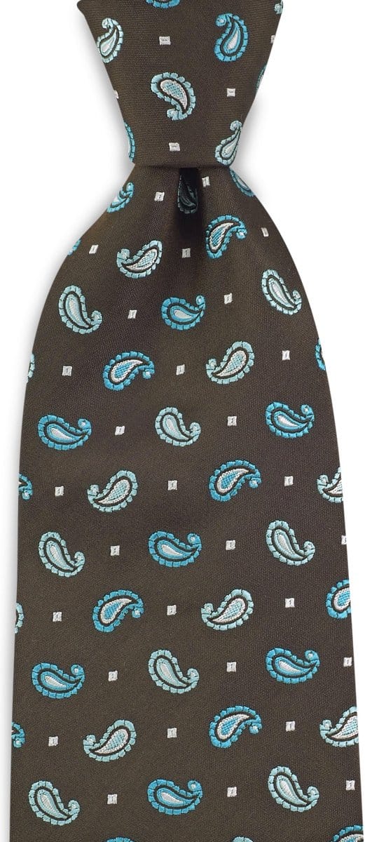We Love Ties - Stropdassen - Stropdas La Passegiata #1 - bruin / turquoise / wit