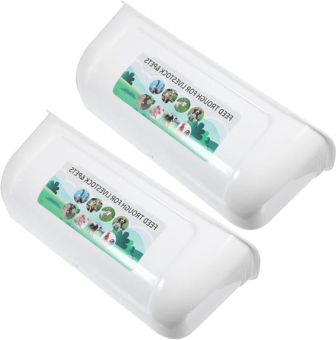 Pluimveevoederbak - Voerbak kippen - Automatisch voeren - Afgeronde randen - 27 cm - Wit