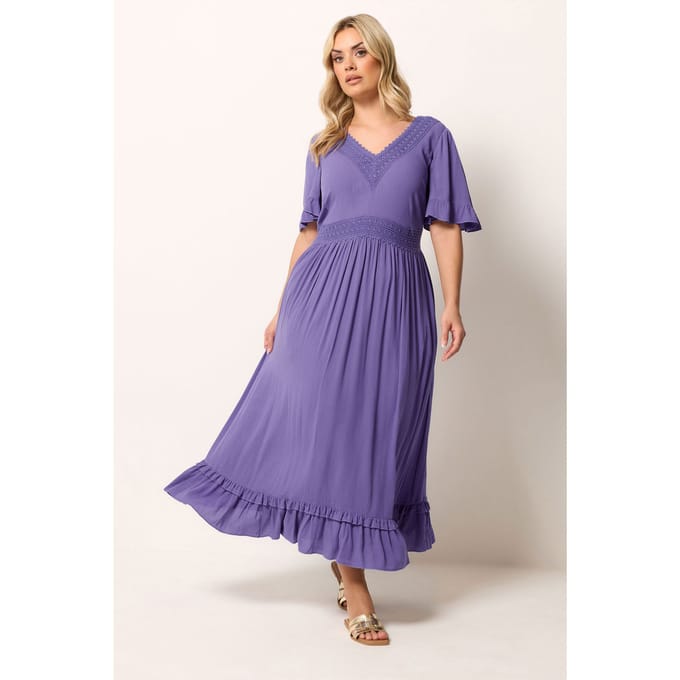 Yours Paarse Gehaakte Maxijurk Size 50-52