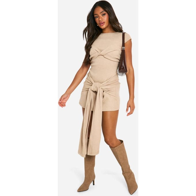 boohoo Dames Brushed Rib Mini Jurk | Steen | Maat: 42
