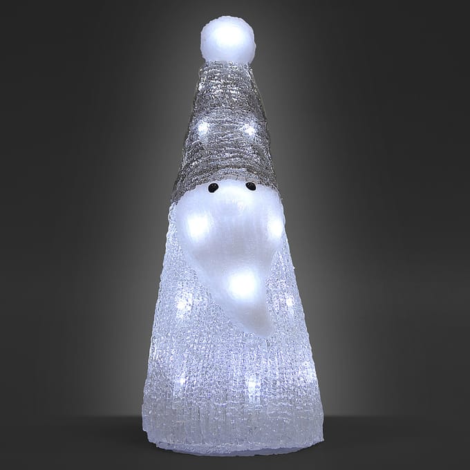 Deuba Kerstfiguur Kerstman Wit - LED Acryl 31cm – Wit Licht