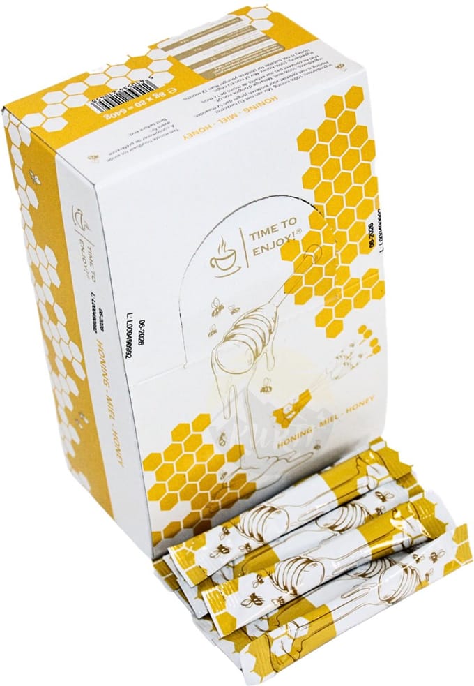 KURTT 80 x 8 gr Honingsticks - Dispenser / Displaybox - koffie thee