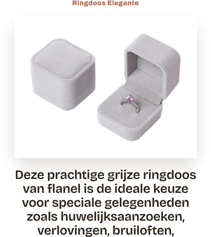 Dailygoods- Sieradenbox Elegant - Ringdoosje Huwelijk - Cadeaudoos - Verlovingsring - Robuust - Luxe Pluche - Ringdoos