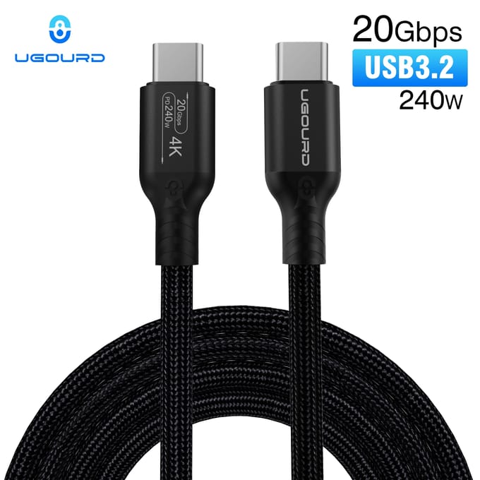UGOURD Usb3.2 Gen 2*2 Full-Function Kabel 20Gbps Type C Naar C Kabel Pd 240W Avondmaal Snel Opladen Voor Telefoon Laptop Macbook Pro Ipad Iphone