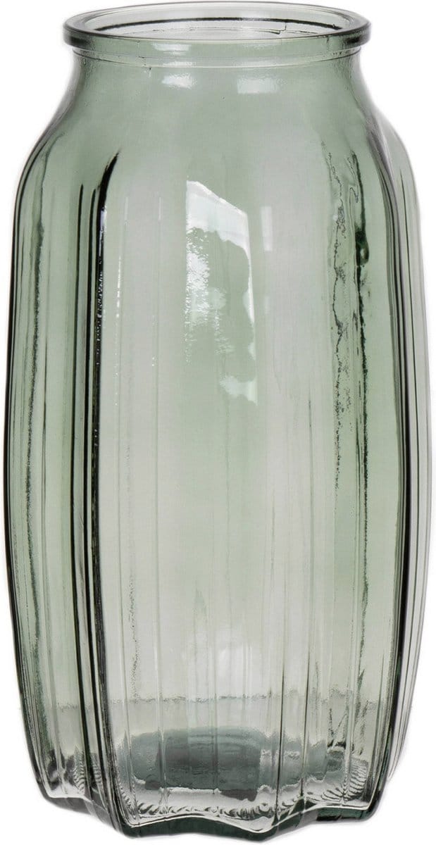 Bellatio Design Bloemenvaas - lichtgroen - transparant glas - 12 x 22 cm - vaas