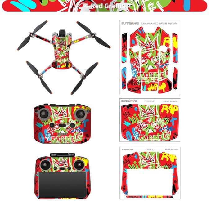 Stickers - Red Graffiti - voor DJI Mini 4 Pro - RC 2