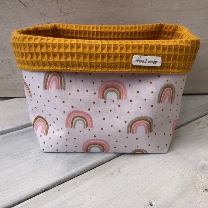 Commodemandje - Klein - Regenboog - Metallic - Okergeel - Wafelkatoen