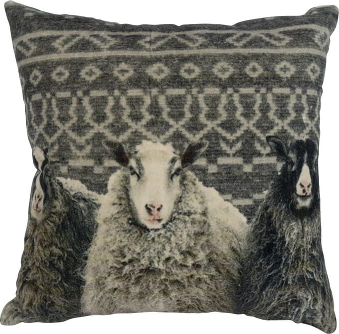 kussen fluweel dessin met schaap 45x45cm