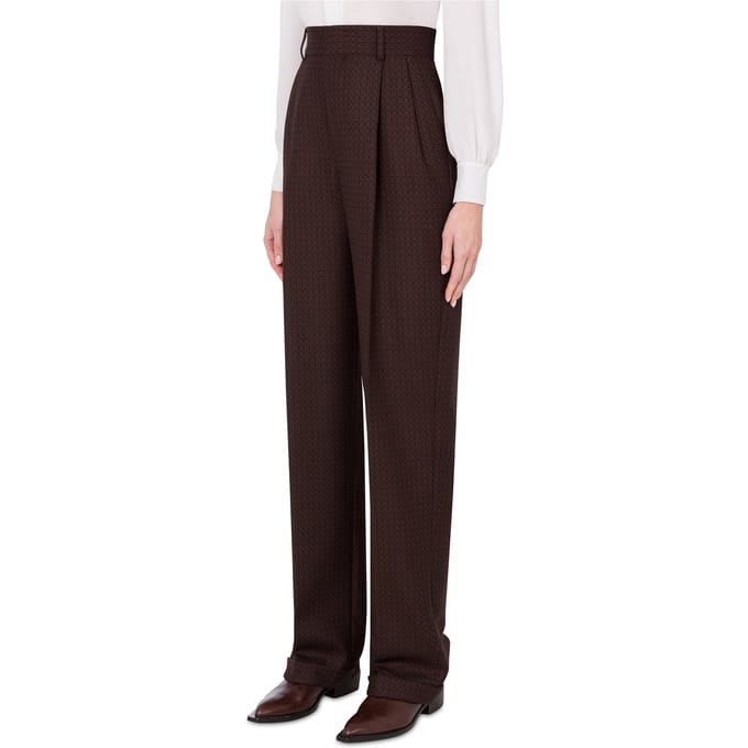 Moschino Peace Jacquard Wool Trousers Brown Taglia: 36 | Pantaloni da completo Outlet | Donna | Marrone