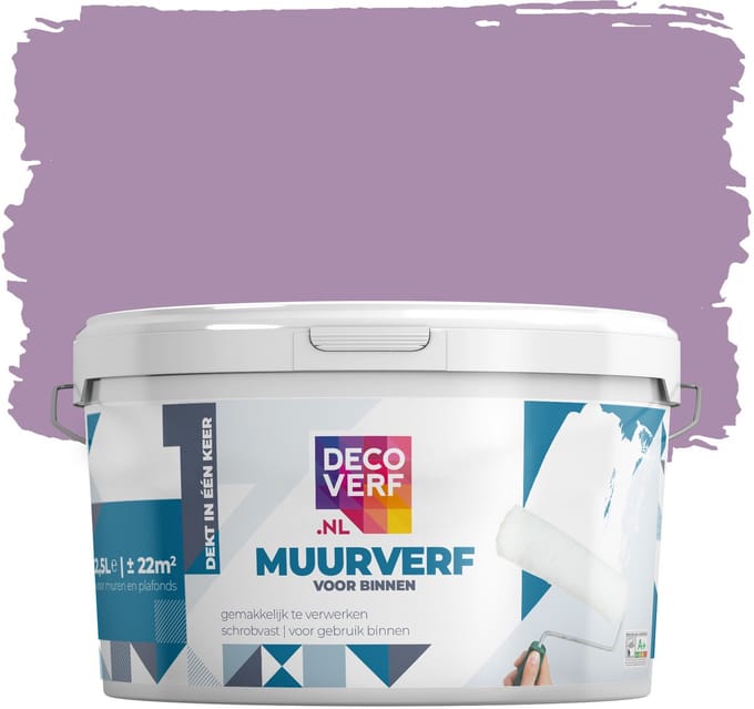 Decoverf muurverf mat purper, 2.5L