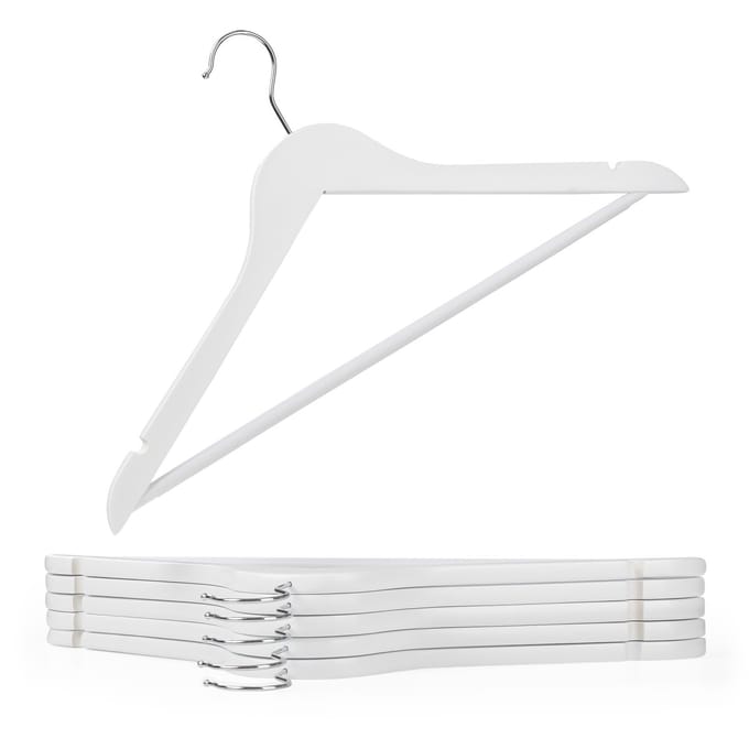 Blumtal Kledinghangers Hout - Set van 20 Kleerhangers - Antislip - Met inkepingen - Wit
