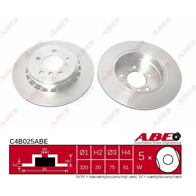 Remschijf ABE C4B025 achter, geventileerd, sterk gecarboniseerd, 1 Stuk