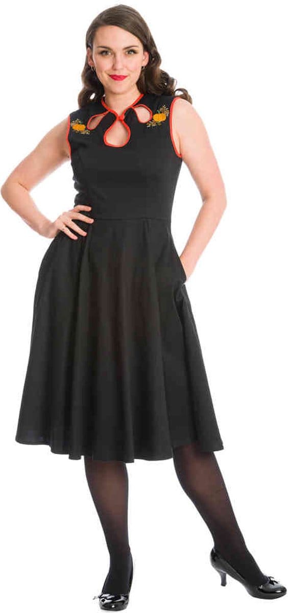 Banned - PUMPKIN SPICE & ALL THINGS NICE PUMPKIN Flare jurk - M - Zwart