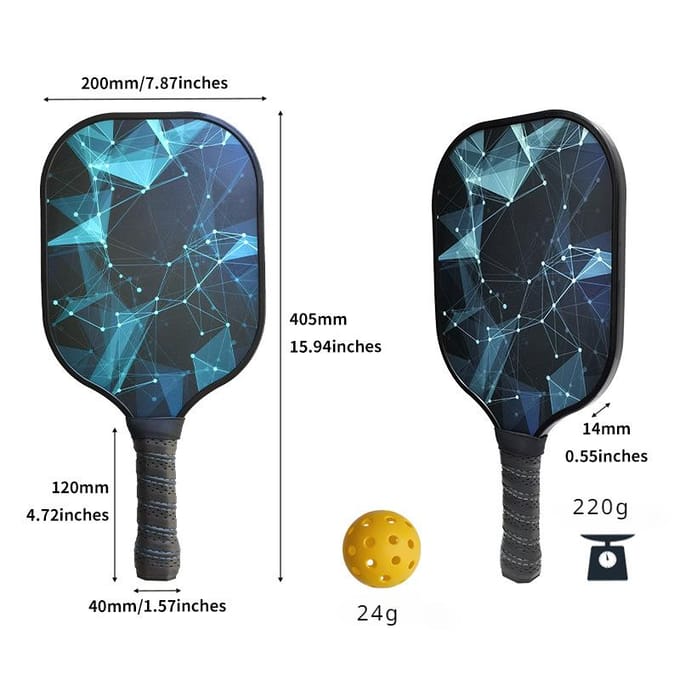 Glasvezel Pickleball Racket Set Koolstofvezel Pickleball Racket Honingraat black