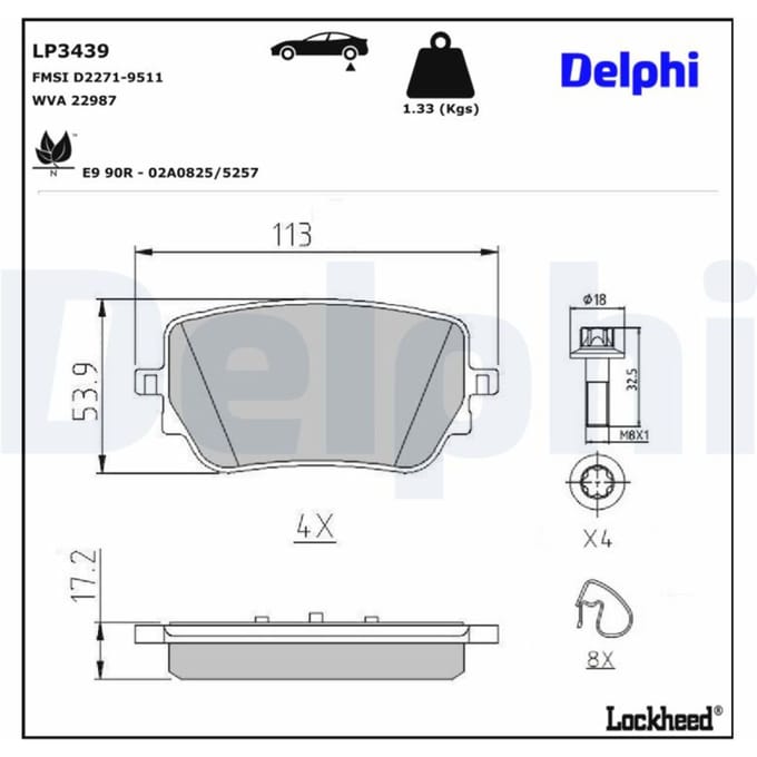 Remblokkenset, schijfrem DELPHI LP3439