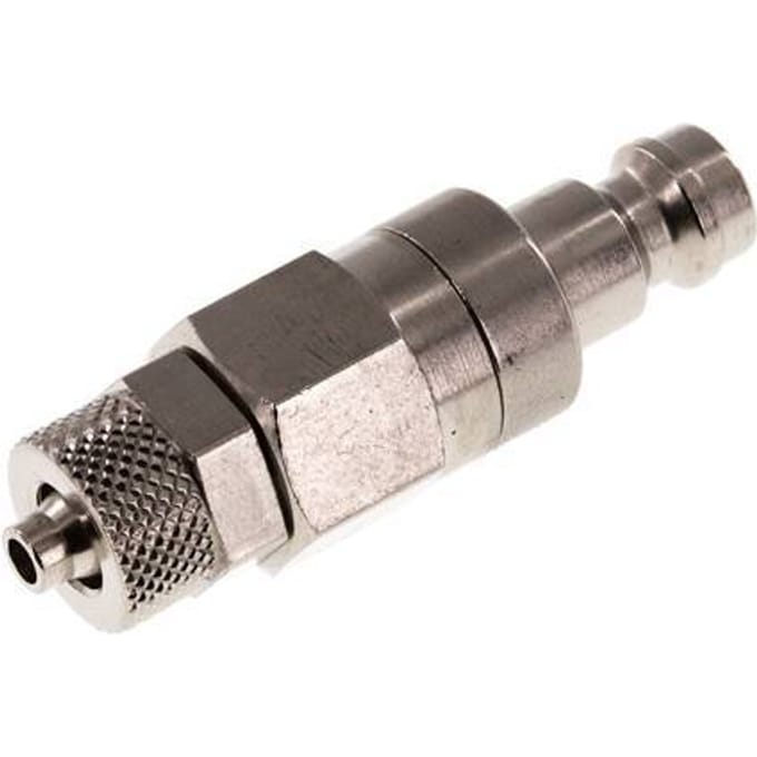 Vernikkeld Messing DN 5 Luchtkoppeling Insteeknippel 4x6 mm Push-On Double Shut-Off - CLP5-N-BN-SV-4