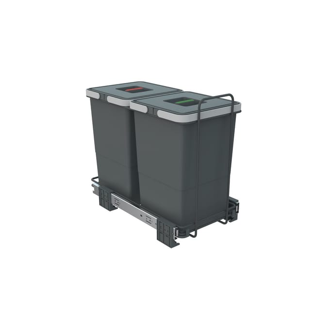 ECOFIL Afvalbak 12+12L met deksel; volledig uittrekbaar; bodembevestiging vanaf kastbreedte 30cm