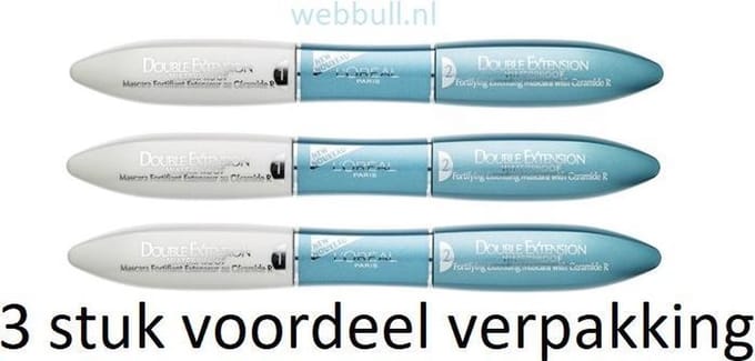 L'Oréal Paris Double Extension Waterproof Mascara - Zwart 3stuk