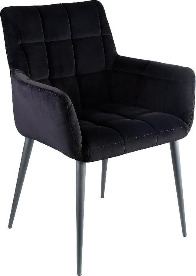PTMD Flair velvet stoel met armleuning zwart