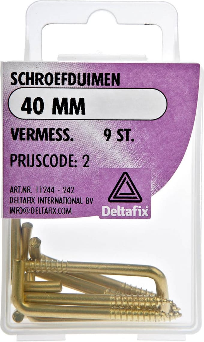 Deltafix Schroefduimen - 9x - vermessingd metaal - 40 mm - ijzerwaren bevestigsmaterialen