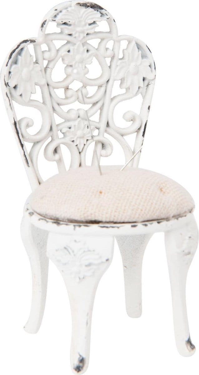Clayre & Eef Speldenkussen 5x5x10 cm Wit IJzer