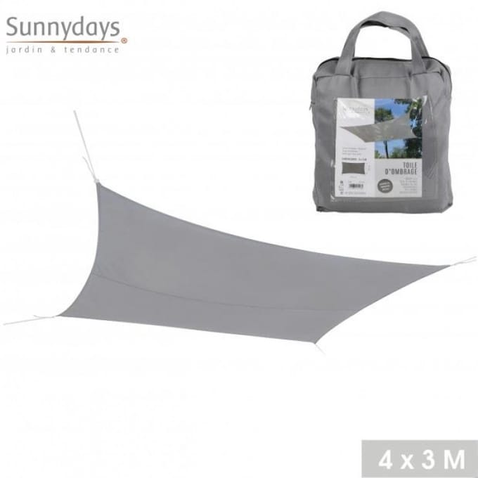 Schaduwdoek lichtgrijs 4x3 m van polyester 160 g/m²