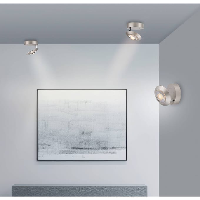 LED plafondlamp PURE Oculis, zilverkleurig, Ø 15 cm, ijzer/glas