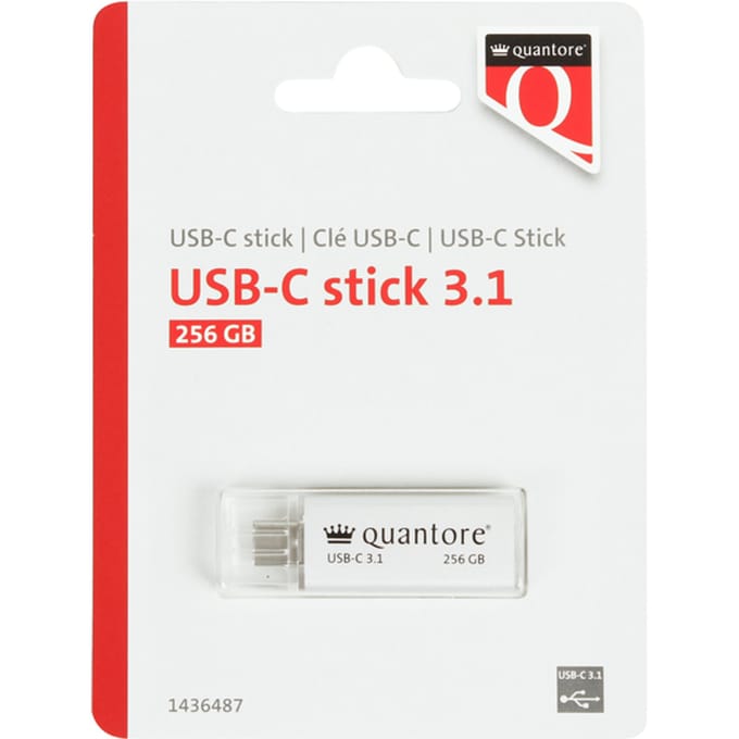 USB stick 3.1 Quantore USB-C 256GB zilver