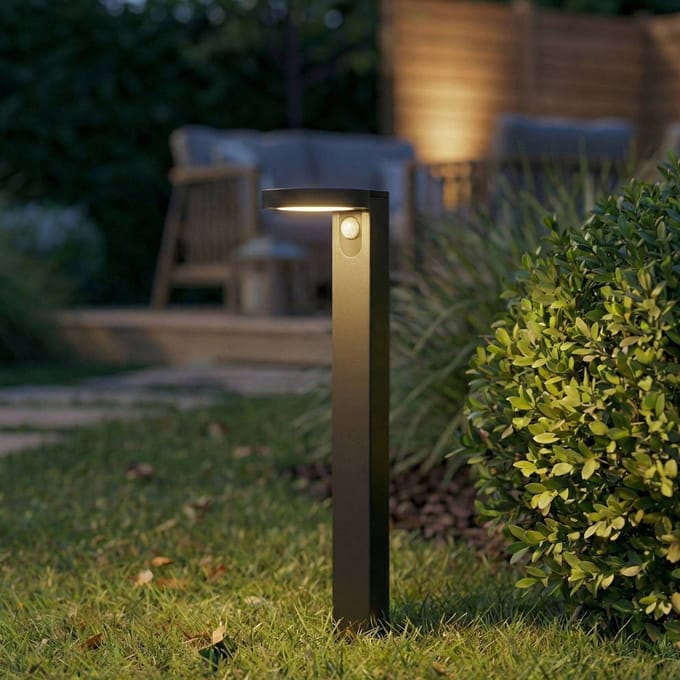 PRIOS LED tuinpadverlichting Tarlson, rond, antraciet, sensor