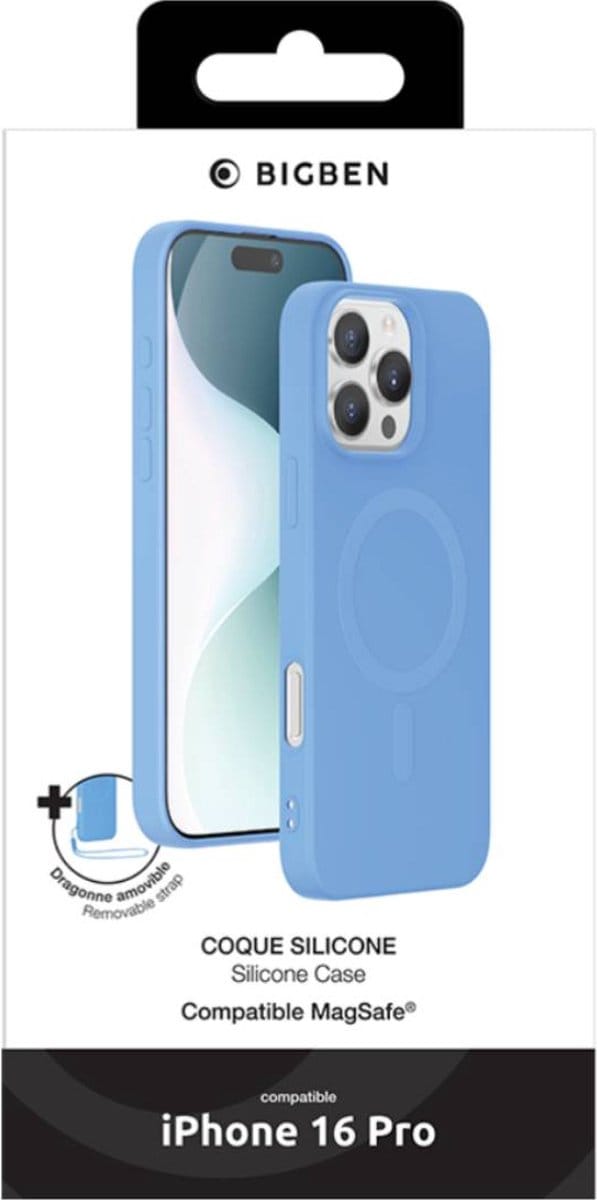 Bigben Connected, Hoesje geschikt voor iPhone 16 Pro - MagSafe, Blauw