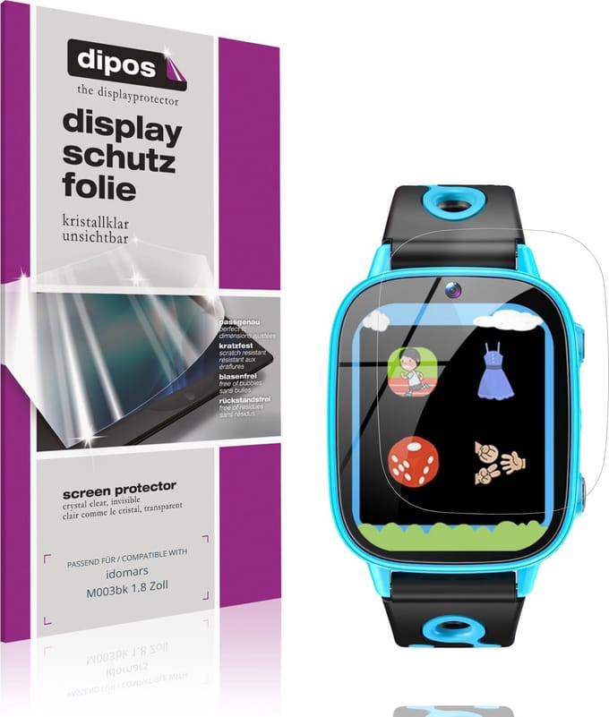 dipos – 6x Beschermfolie geschikt voor idomars M003bk 1.8 Zoll | Krasbestendige & heldere Screenprotector Ultra-Thin