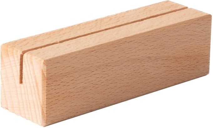 10cm - Houten Houder / Standaard / Menukaarthouder - Type: Smal-Beuken-Onbewerkt
