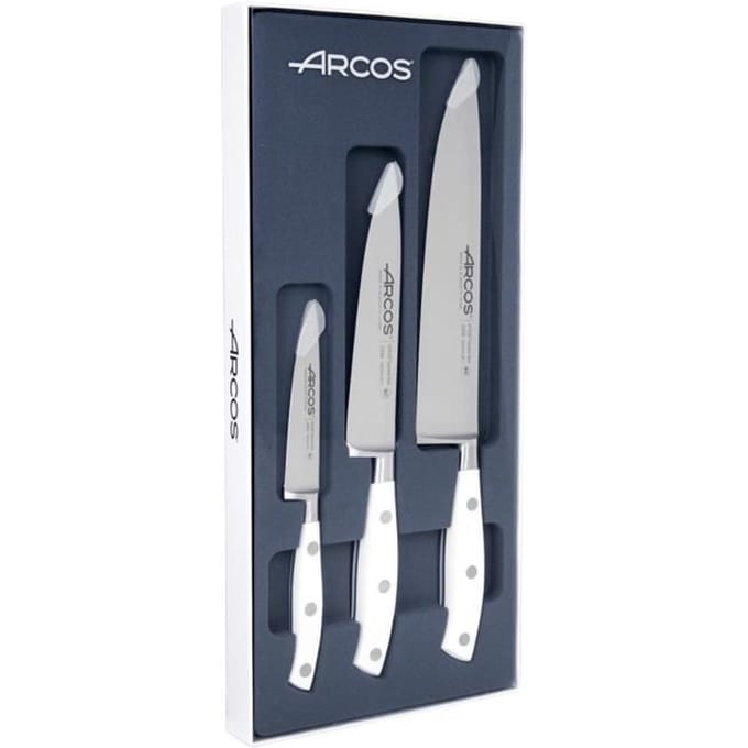 Messenset - ARCOS - Riviera Blanc - Gesmeed Roestvrij Staal - 3 Messen - Frans Design