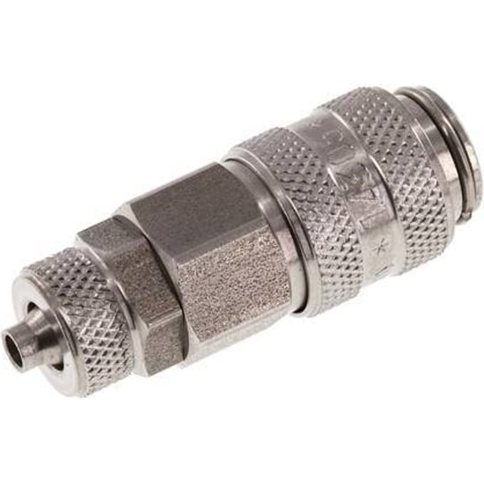 RVS DN 5 Luchtkoppeling Snelkoppeling 4x6 mm Push-On Double Shut-Off - CLS5-N-S-SV-4